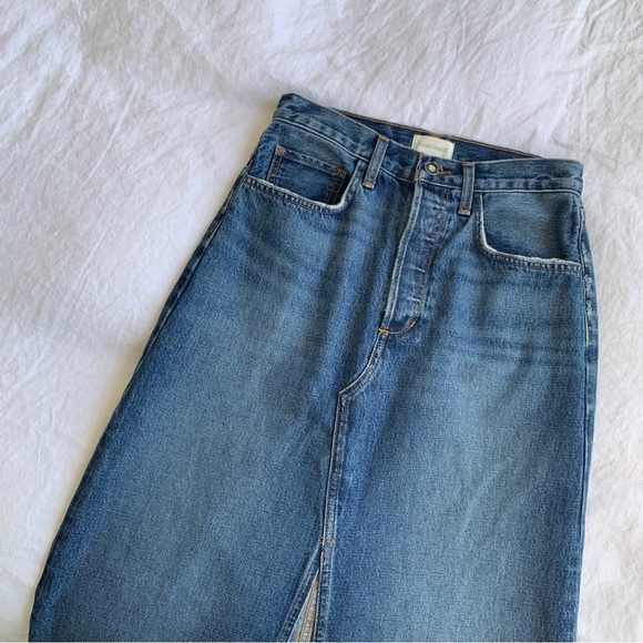 Favorite Daughter Sadie High Rise Denim Jean Front Slit Midi Maxi Skirt Camden - Picture 4 of 10